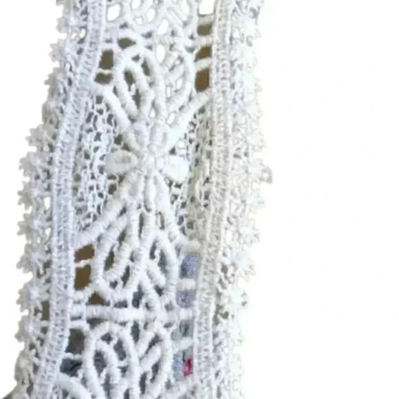 New Siva Gray Floral Print Crochet Trim Razorback French Terry Romper S - Picture 2 of 5